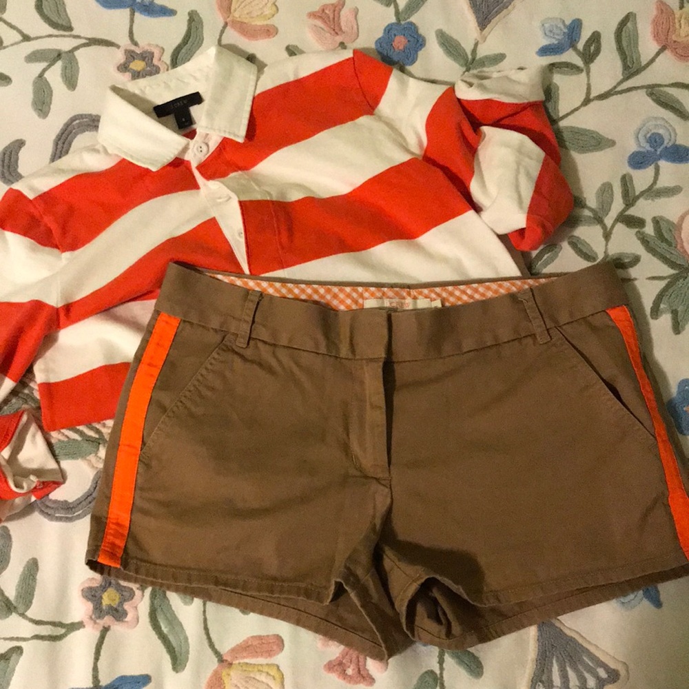 JCrew chino shorts with neon ribbon detailing